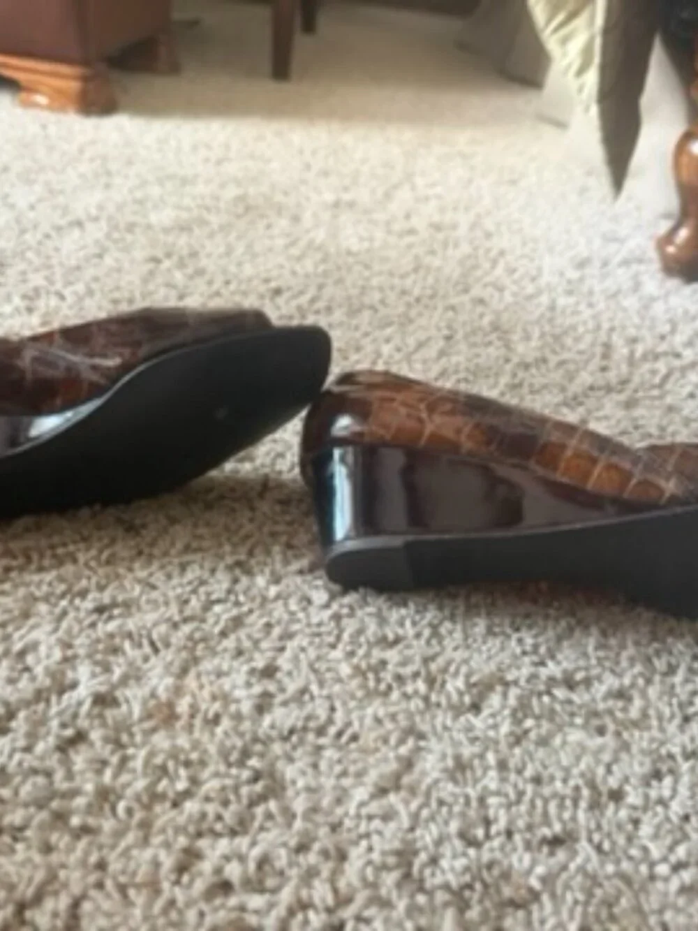 Carlos - Vintage Brown Crocodile Flat Wedge - 7